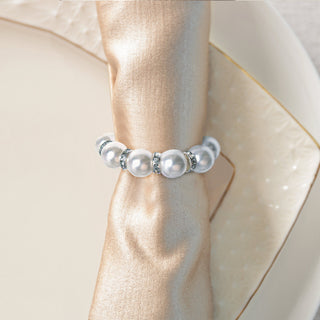 Elevate Your Table Decor with White Pearl Beads and Silver Rhinestone Napkin Rings