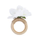 4 Pack White Silk Jasmine Flower Napkin Rings with Wooden Holder, Rustic Boho Serviette#whtbkgd