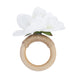 4 Pack White Silk Jasmine Flower Napkin Rings with Wooden Holder, Rustic Boho Serviette#whtbkgd