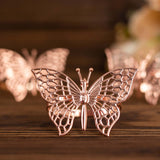 4 Pack | Blush Rose Gold Metal Butterfly Napkin Rings, Decorative Laser Cut Cloth Napkin Holders