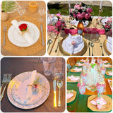 4 Pack Blush Artificial Rose Flower Wooden Napkin Holders, Farmhouse Country Floral Napkin Rings