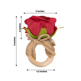 4 Pack Red Artificial Rose Flower Wooden Napkin Holders, Farmhouse Country Floral Napkin