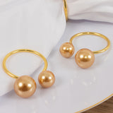 10 Pack Gold Pearl Metal Napkin Holders Dining Table Decor, Elegant Round Wedding Napkin Rings