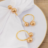 10 Pack Gold Pearl Metal Napkin Holders Dining Table Decor, Elegant Round Wedding Napkin Rings