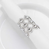 10 Pack Silver Sunflower Diamond Rhinestones Napkin Holders With Velcro, Elegant Wedding Napkin Ring