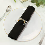 10 Pack Clear Crystal Beaded Napkin Rings with Gold Accents, 10inch Elegant Decorative Table