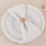 4 Pack Amber Gold Daisy Floral Metal Napkin Holders with Rhinestone Accents, Decorative Napkin Rings