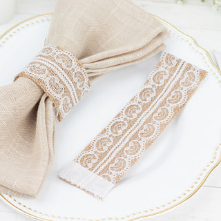 Rustic Boho Chic Burlap and Lace Napkin Rings - Add Vintage Charm to Your Table Setting