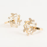 4 Pack Gold Metal Butterfly Napkin Rings with Pearl and Rhinestone Accents