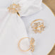 4 Pack Gold Metal Butterfly Napkin Rings with Pearl and Rhinestone Accents