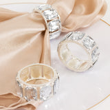 4 Pack Crystal Diamond Gem Napkin Rings – Luxury Napkin Holders for Elegant Table Decor