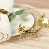 8 Pack Glossy Gold Metal Leaf Napkin Rings, Vintage Herb Napkin Holders