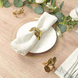 8 Pack Glossy Gold Metal Leaf Napkin Rings, Vintage Herb Napkin Holders