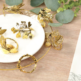 8 Pack Glossy Gold Metal Leaf Napkin Rings, Vintage Herb Napkin Holders