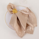 4 Pack Gold Metal Jasmine Flower Napkin Holders with Pearl Center, Decorative Floral Napkin