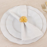 4 Pack Gold Metal Jasmine Flower Napkin Holders with Pearl Center, Decorative Floral Napkin