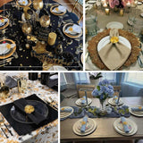 4 Pack Gold Metal Jasmine Flower Napkin Holders with Pearl Center, Decorative Floral Napkin Ring