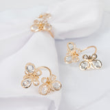 10-Pack 3inch Gold Butterfly Napkin Holders with Crystal Accents Decorative Napkin Rings Weddings