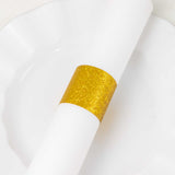 50 Pack Gold Glitter Paper Napkin Holders, 1.5inch Disposable Napkin Rings