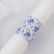 50 Pack White Blue Paper Napkin Holder Bands with Chinoiserie Floral Print