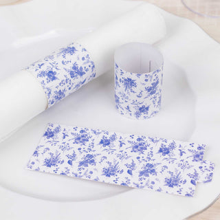 <strong>Elegant White Blue Chinoiserie Paper Napkin Rings</strong>