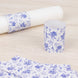 50 Pack White Blue Paper Napkin Holder Bands with Chinoiserie Floral Print