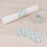 50 Pack White Green Paper Napkin Holder Bands with Eucalyptus Leaves