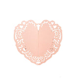 12 Pack Blush Shimmery Laser Cut Heart Paper Napkin Holders Bands with Lace Pattern#whtbkgd