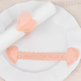12 Pack Blush Shimmery Laser Cut Heart Paper Napkin Holders Bands with Lace Pattern