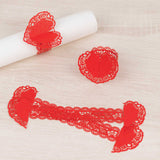 12 Pack Red Shimmery Laser Cut Heart Paper Napkin Holders Bands with Lace Pattern