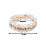 4-Pack White Pearl Rhinestone Napkin Holders, Elegant Round Napkin Rings - 4.5inch