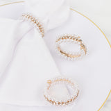 4-Pack White Pearl Rhinestone Napkin Holders, Elegant Round Napkin Rings - 4.5inch