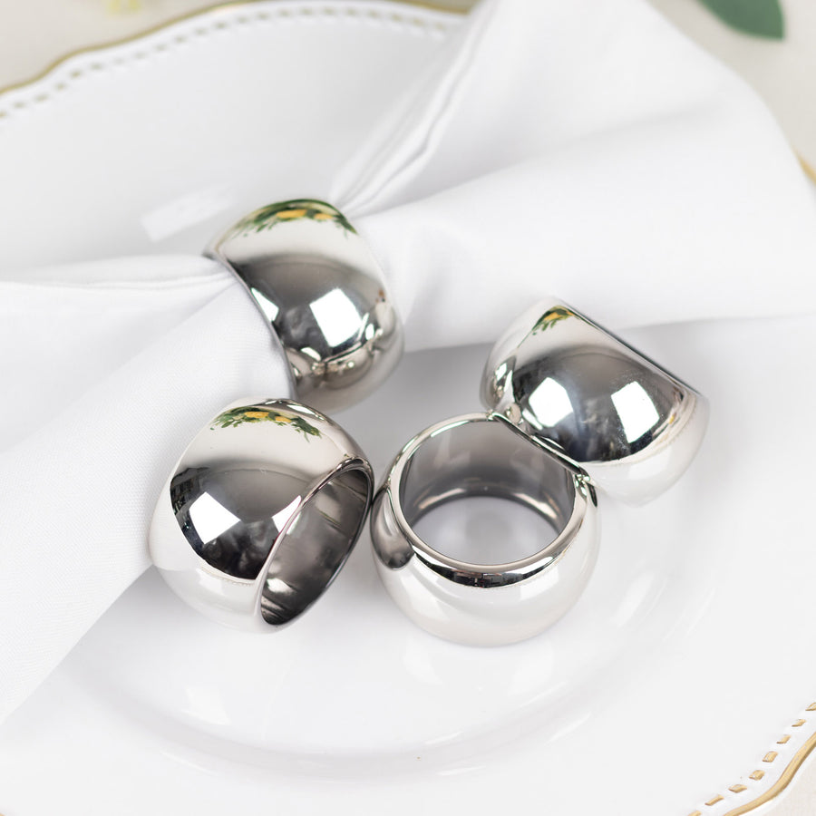 4 Pack Silver Acrylic Napkin Rings