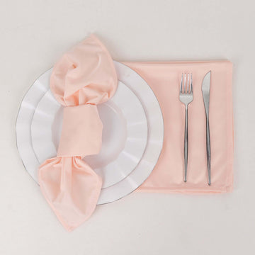 5 Pack Blush Premium Scuba Cloth Napkins, Wrinkle-Free Reusable Dinner Napkins - 20"x20"