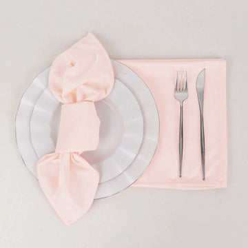 5 Pack Blush Premium Scuba Cloth Napkins, Wrinkle-Free Reusable Dinner Napkins - 20"x20"