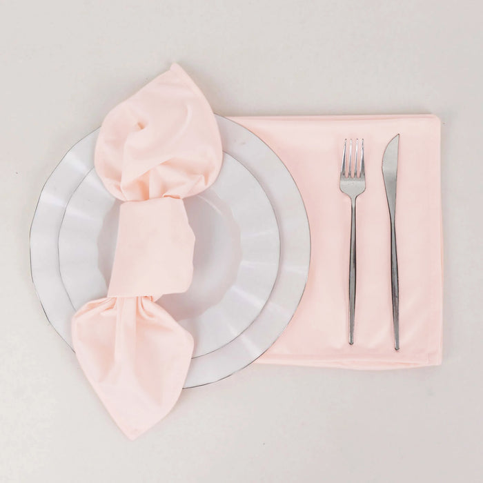 5 Pack Blush Premium Scuba Cloth Napkins, Wrinkle-Free Reusable Dinner Napkins - 20x20inch