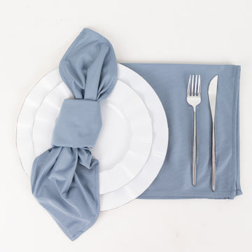 5 Pack Dusty Blue Premium Scuba Cloth Napkins, Wrinkle-Free Reusable Dinner Napkins - 20"x20"