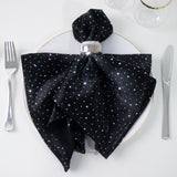 5-Pack Black Scuba Polyester Napkins with Rhinestone Accents – 20x20inch