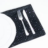 5-Pack Black Scuba Polyester Napkins with Rhinestone Accents – 20x20inch