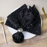 5-Pack Black Scuba Polyester Napkins with Rhinestone Accents – 20x20inch