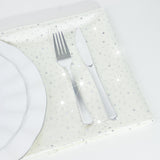 5-Pack Pearl White Scuba Polyester Napkins with Rhinestone Accents – 20x20inch