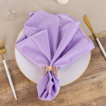 5 Pack Lavender Lilac Premium Scuba Cloth Napkins, Wrinkle-Free Reusable Dinner Napkins - 20"x20"