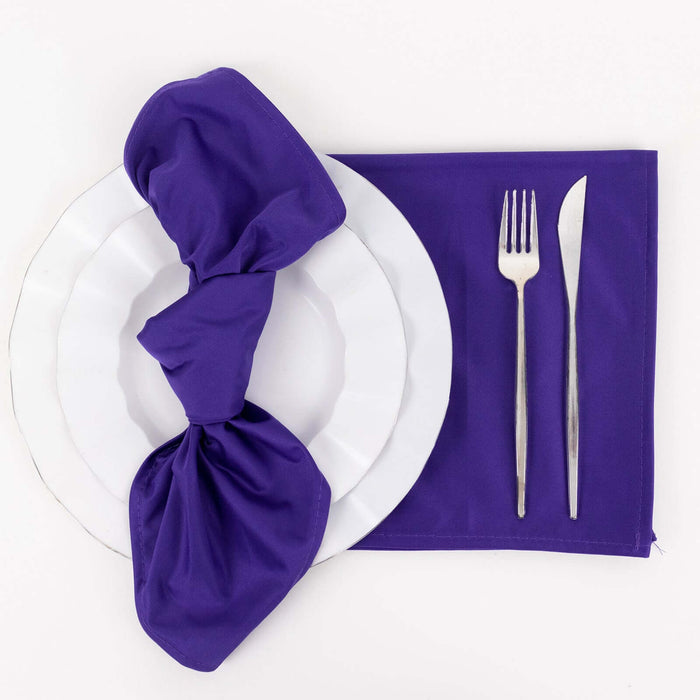 5 Pack Purple Premium Scuba Cloth Napkins, Wrinkle-Free Reusable Dinner Napkins - 20x20inch