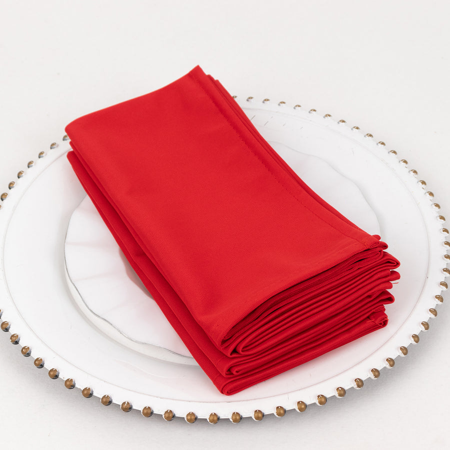 5 Pack Red Premium Scuba Cloth Napkins, Wrinkle-Free Reusable Dinner Napkins - 20x20inch