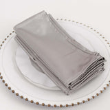 5 Pack Shimmer Silver Premium Scuba Dinner Napkins, Wrinkle-Free Reusable Cloth Napkins