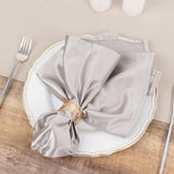 5 Pack Shimmer Silver Premium Scuba Dinner Napkins, Wrinkle-Free Reusable Cloth Napkins