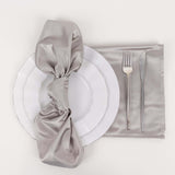 5 Pack Shimmer Silver Premium Scuba Dinner Napkins, Wrinkle-Free Reusable Cloth Napkins