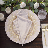 5 Pack Beige Shimmer Sequin Dots Polyester Table Napkins, Reusable Sparkle Glitter Cloth Dinner
