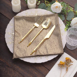 5 Pack Antique Gold Shimmer Sequin Dots Polyester Table Napkins, Reusable Sparkle Glitter Cloth