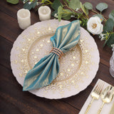 5 Pack Turquoise Shimmer Sequin Dots Polyester Table Napkins, Reusable Sparkle Glitter Cloth